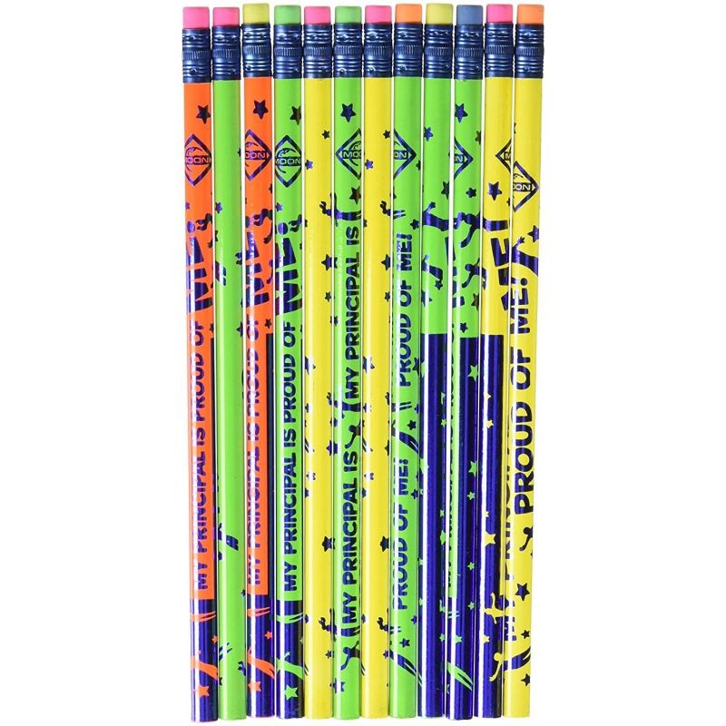 Moon 7608B My Principal is Proud of Me Pencils, Multi Colors (Pack of 12)