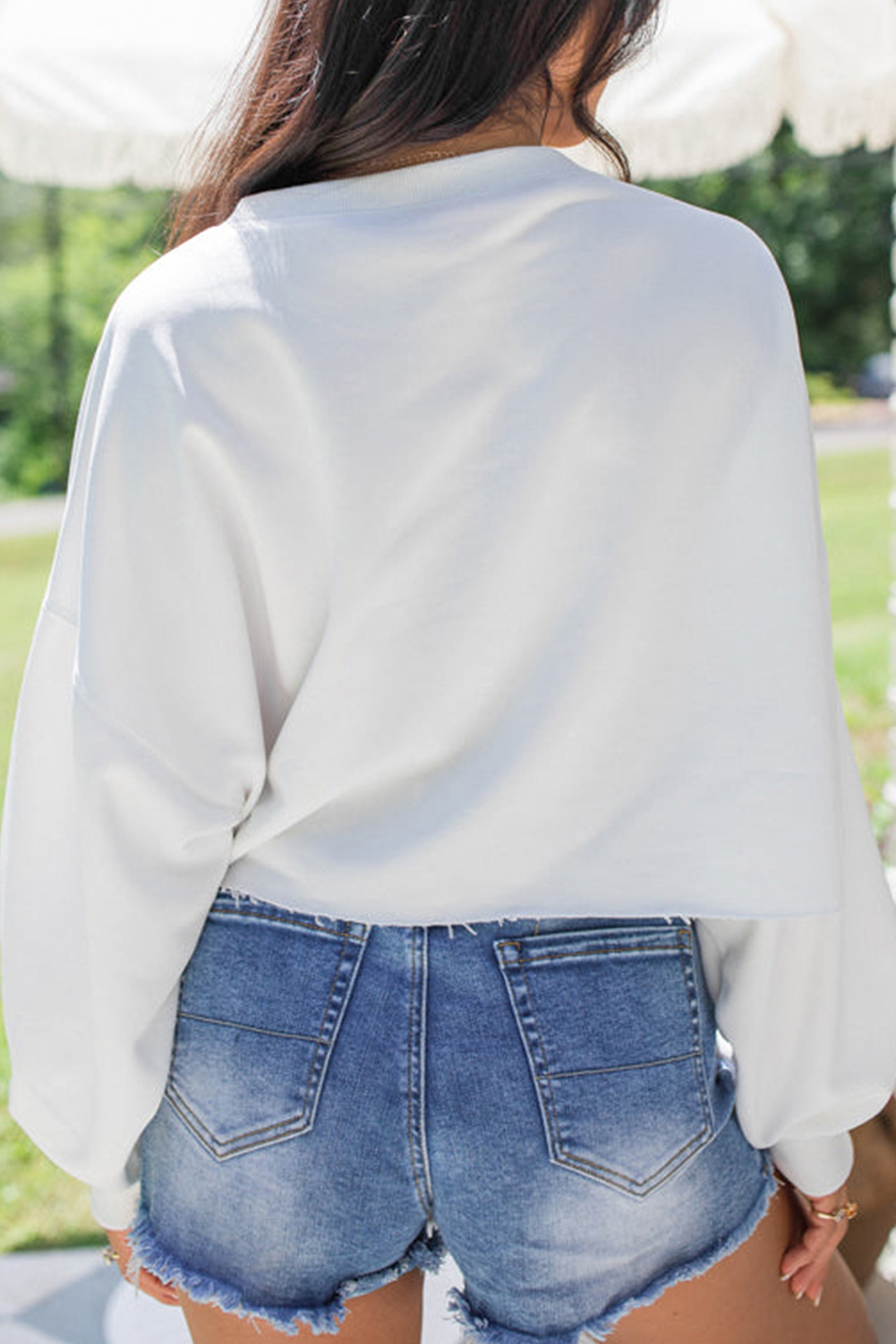 Khaki Plain Drop Shoulder Ribbed Trim Oversized Sweatshirt