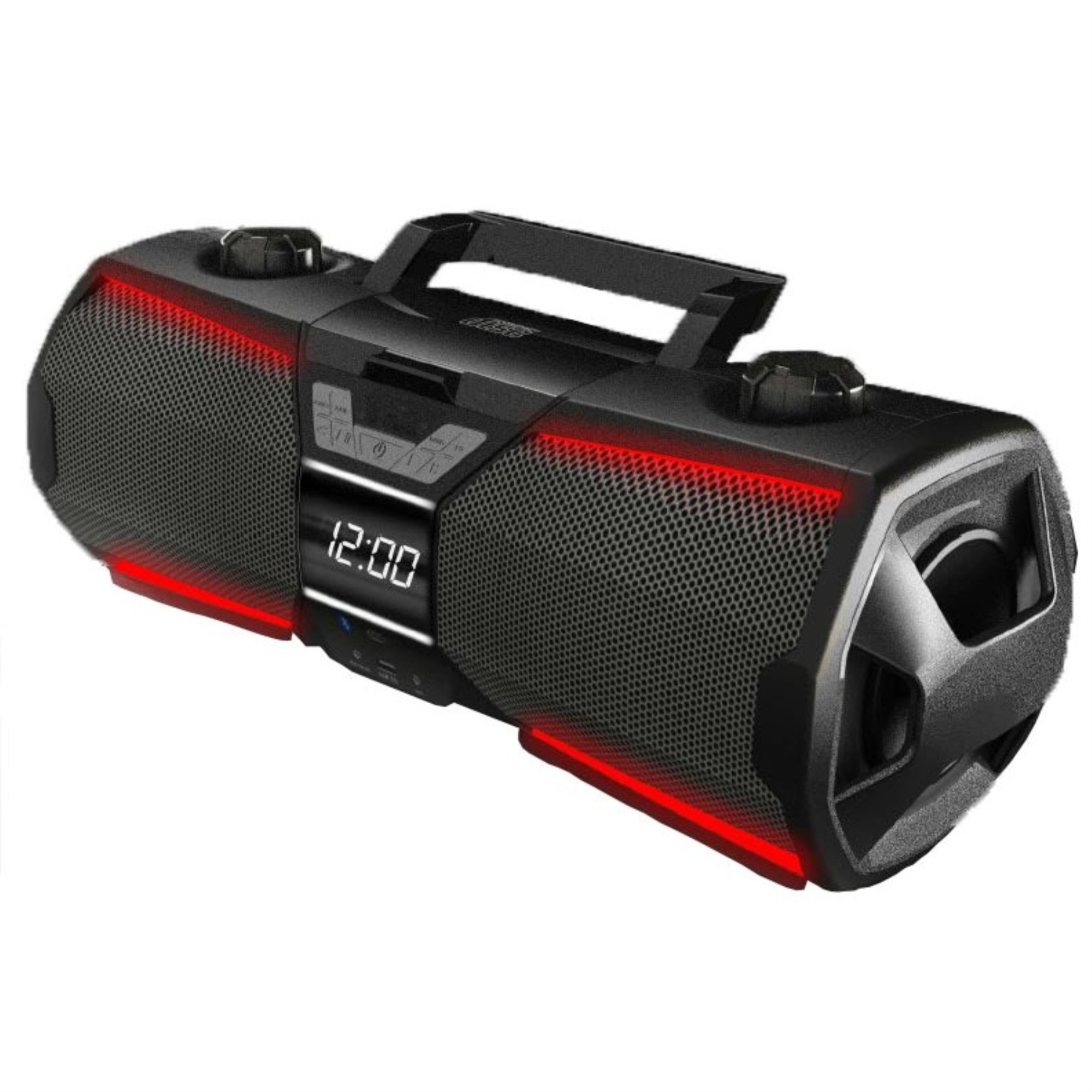 CD Player Boombox CDCDRCDRW Portable wBluetooth USB AMFM Radio Aux LineInput Headset Jack Foldable Carrying Handle and LED Light Phantom Black