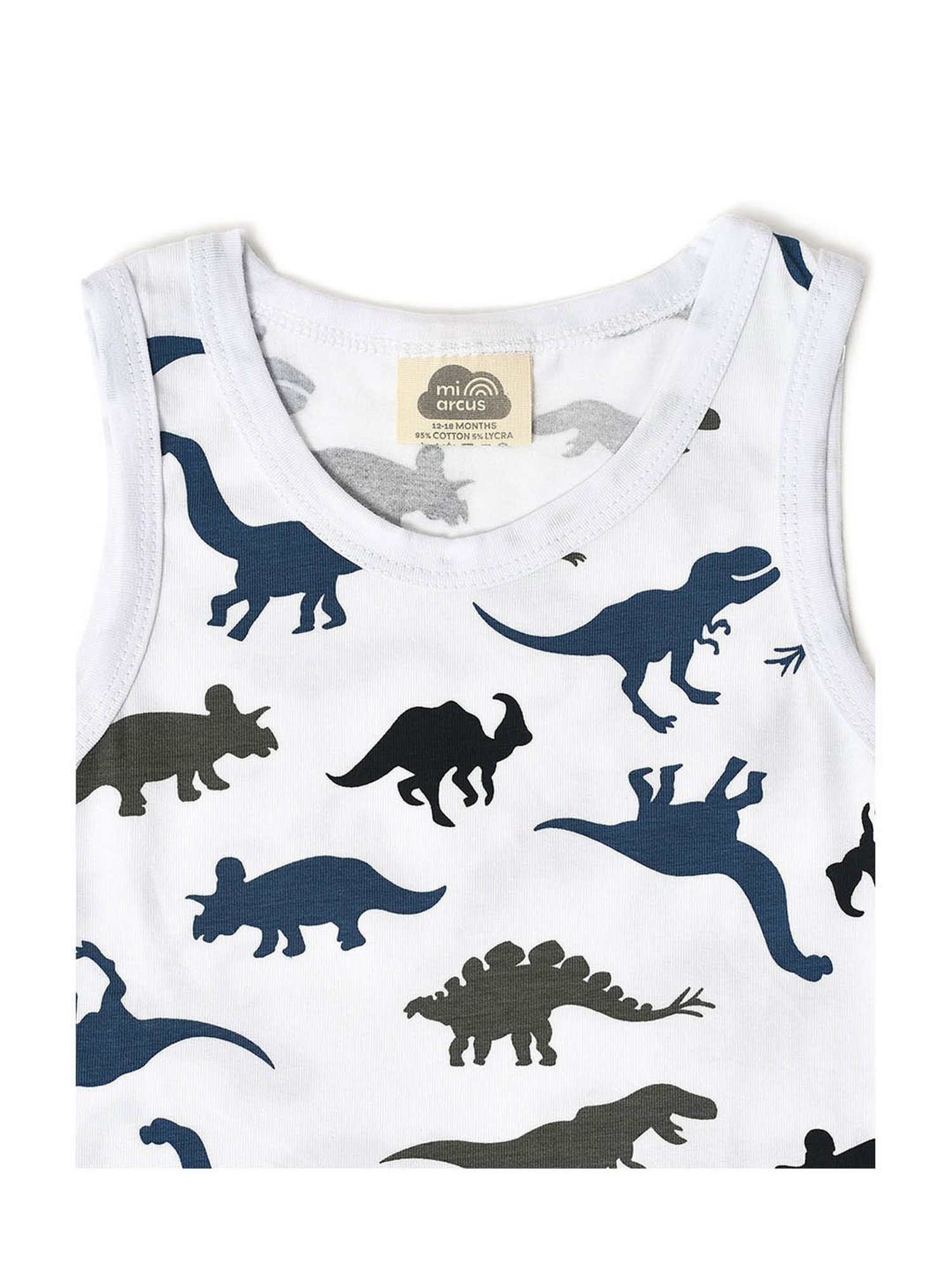 MiArcus Kids White Printed Vest with Shorts