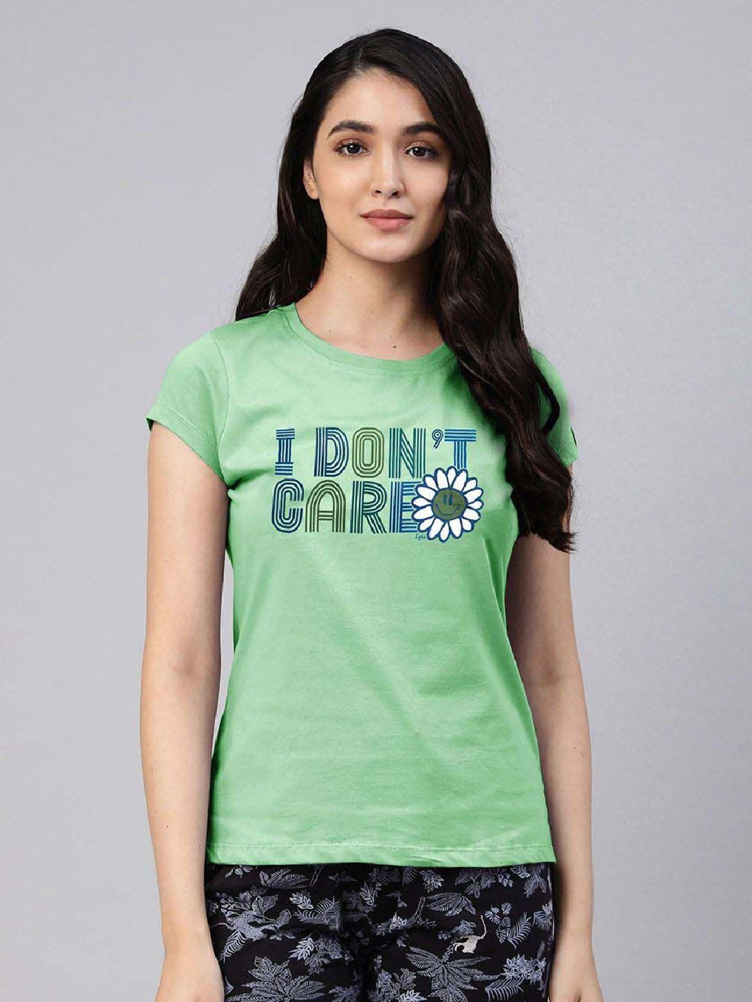 Lyra Green Cotton Printed T-Shirt