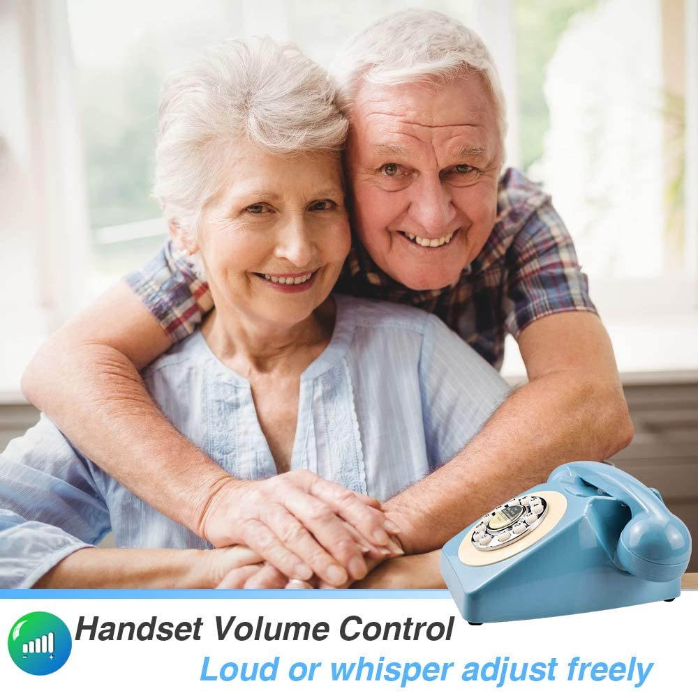 Rotary Design Retro Landline Phone for Home,Old Fashioned Corded Telephone with Classic Metal Bell Push Button Technology