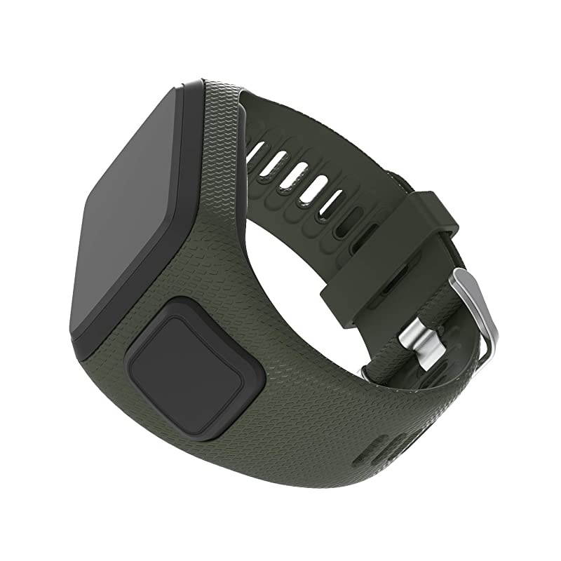 Bands for Tomtom Runner 23 StrapCompatible with Spark 3Golfer2AdventurerRubber Replacement Band for Screen ProtectorGPS Smart Watch AccessoriesArmy Green