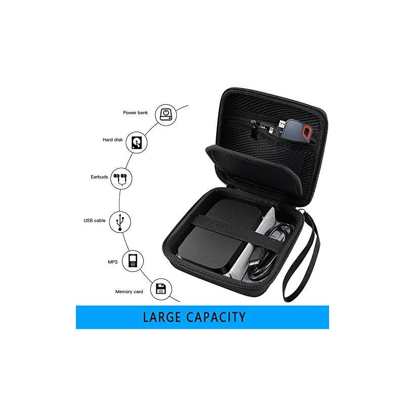 Travel Case for RAVPower FileHub, Travel Router AC750 / N300, 2.5 Inch Portable SSD, MP3 Player, Power Bank, USB Cable and More.