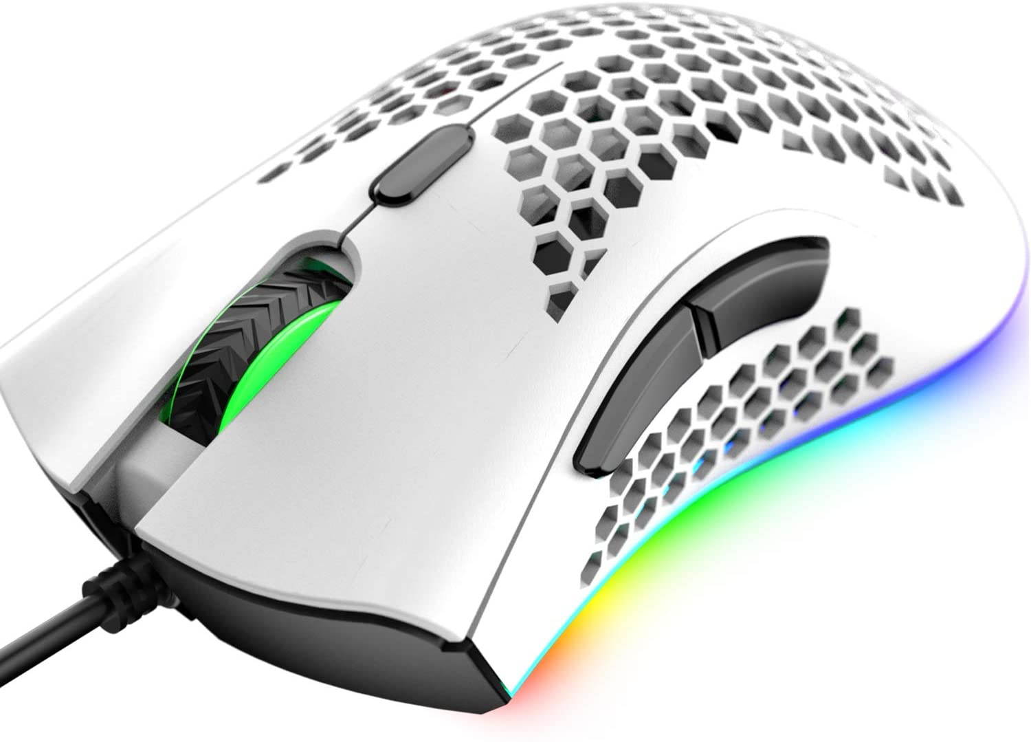 Wired Lightweight Gaming Mouse,Ultralight Honeycomb Shell Ultraweave Cable,7 Buttons Programmable Driver,Pixart 3325 12000 DPI,10 RGB Backlit Computer Mouse for PC Gamers,Xbox,PS4 Users