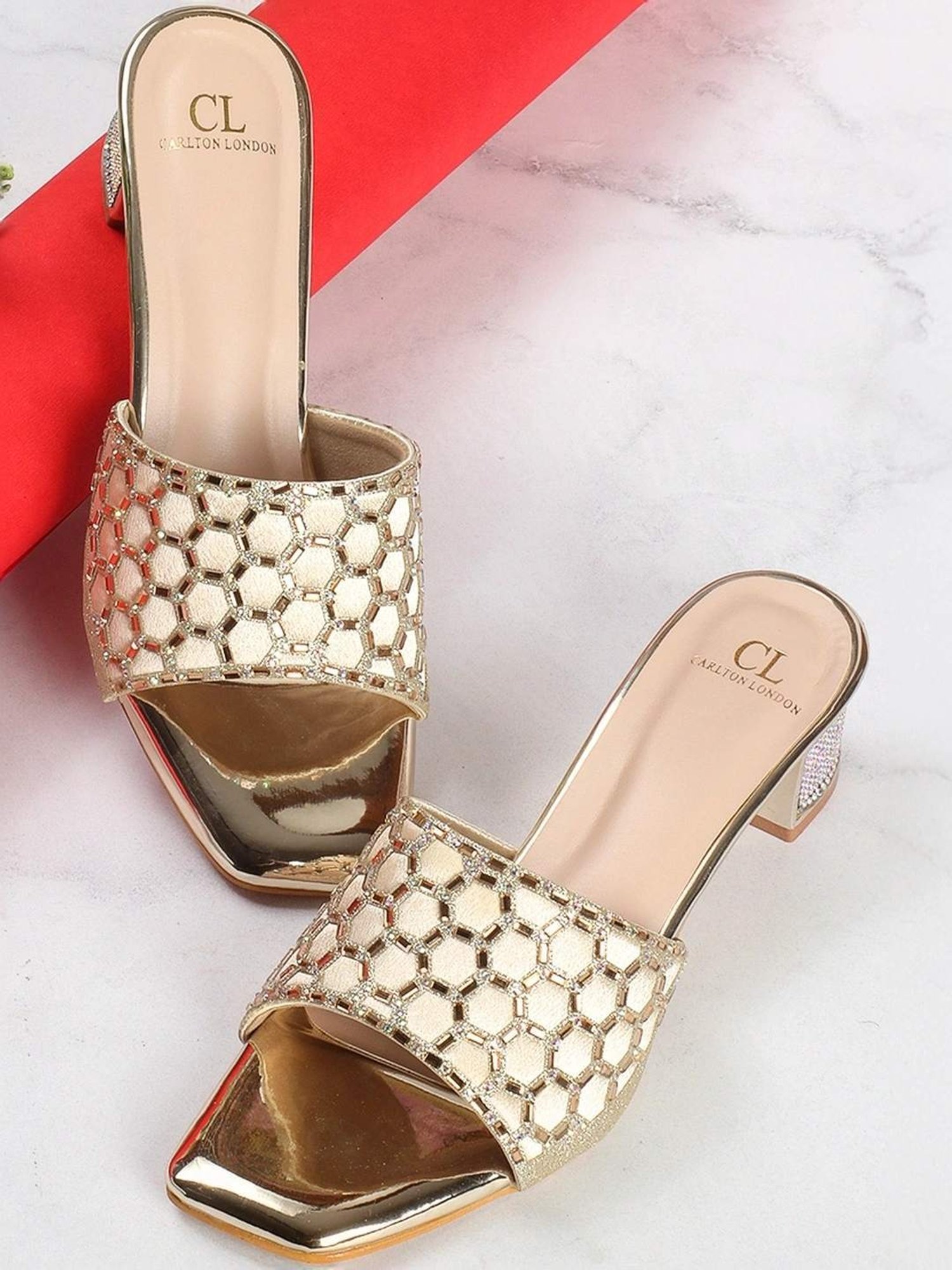 Carlton London Women's Gold Ethnic Sandals