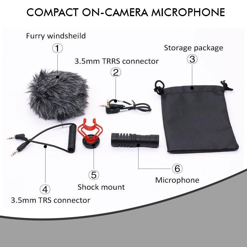 (Pack of 2) Technical Pro Condenser Compact on-camera Microphone, for Vlogging with Smartphones, DSLRs, Consumer Camcorders, PCs etc