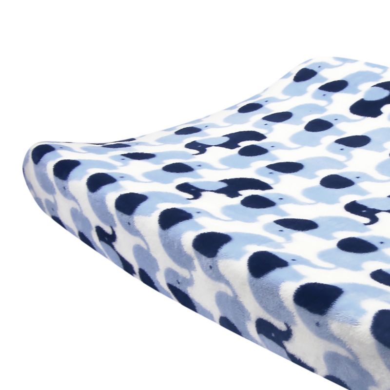 Lambs & Ivy Indigo Elephant Blue/White Safari Changing Pad Cover