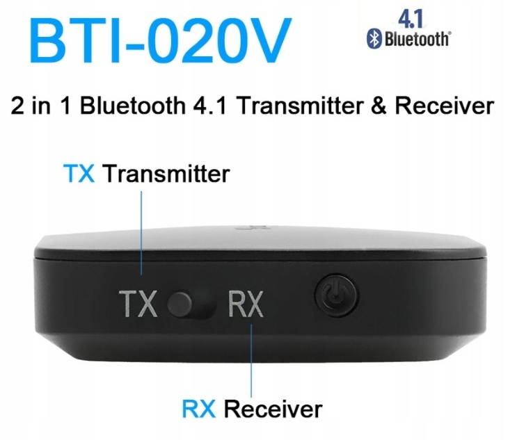 BTI-020V Mini Bluetooth Adapter 2 in 1 Audio Transmitter and Receiver 250mAH 12 hours working time