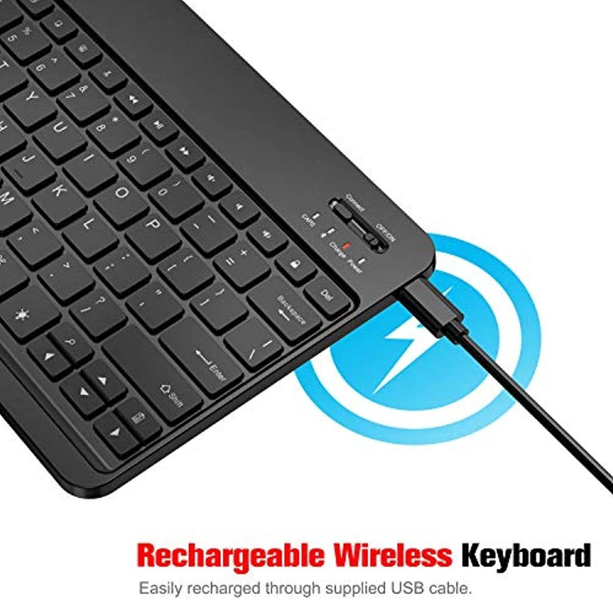 Fintie 12 Inch Wireless Bluetooth Keyboard - [7 Color Backlit] Ultra-Slim Portable for iPad Pro, iPad Air, iPad 9.7 2018, iPad 2017, iPad Mini 5/4/3/2/1, iPad 4/3/2 and Other iOS Devices (Black)