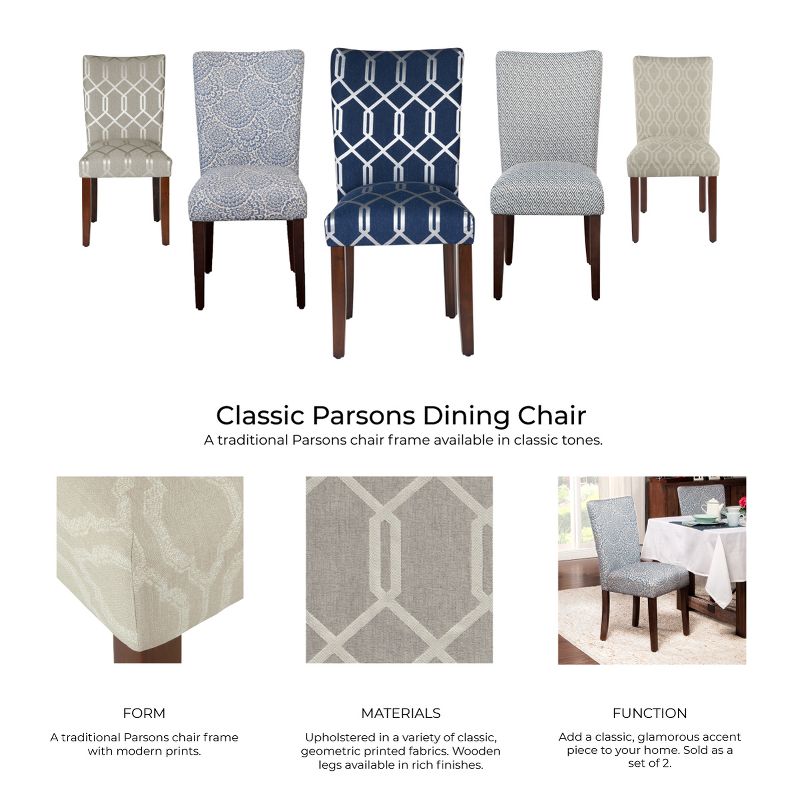 Set of 2 Parson Dining Chair Wood/Navy Key - HomePop