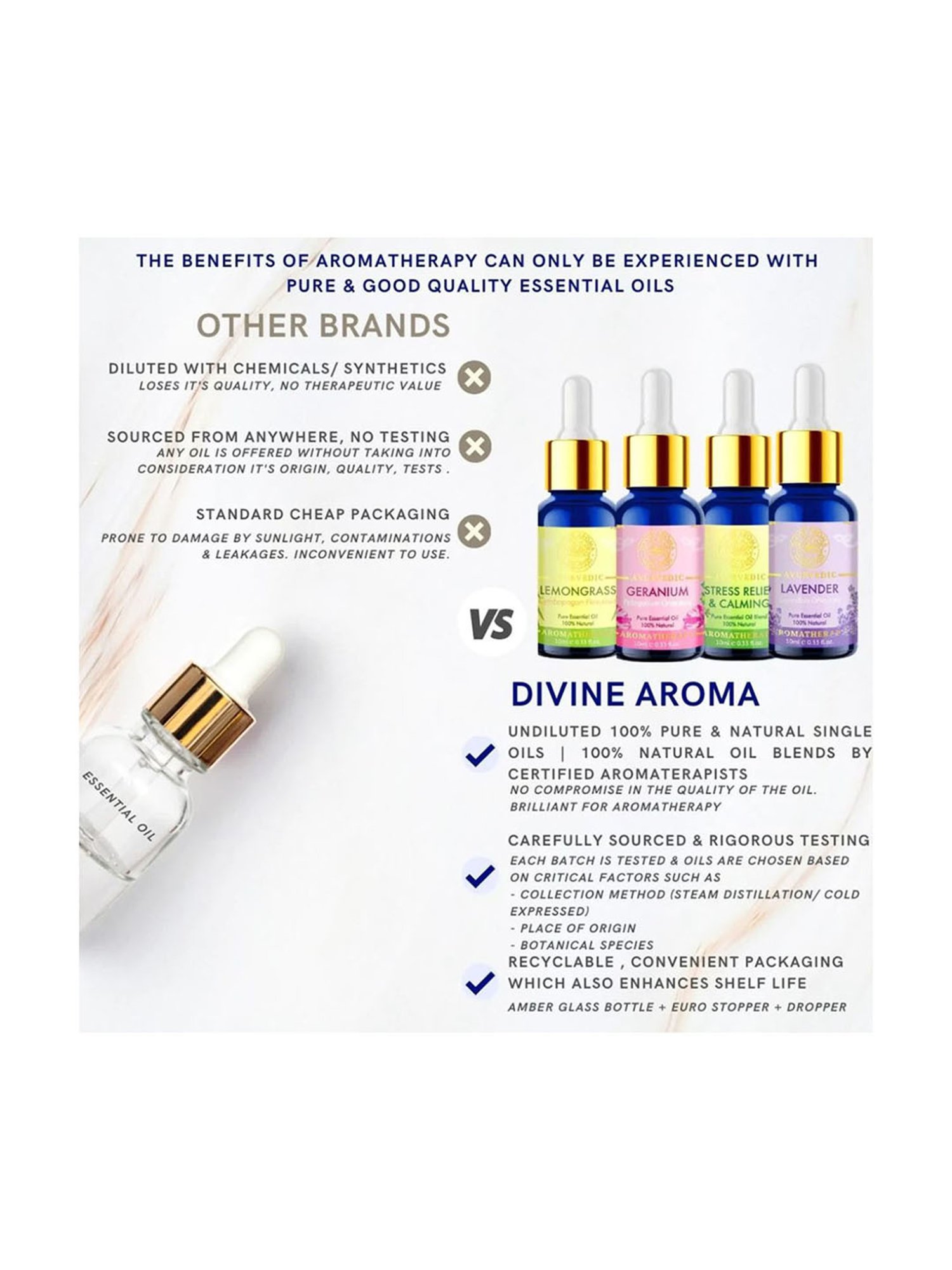 Divine Aroma Stress Relief and Calming Essential Oil Blend - 10 ml