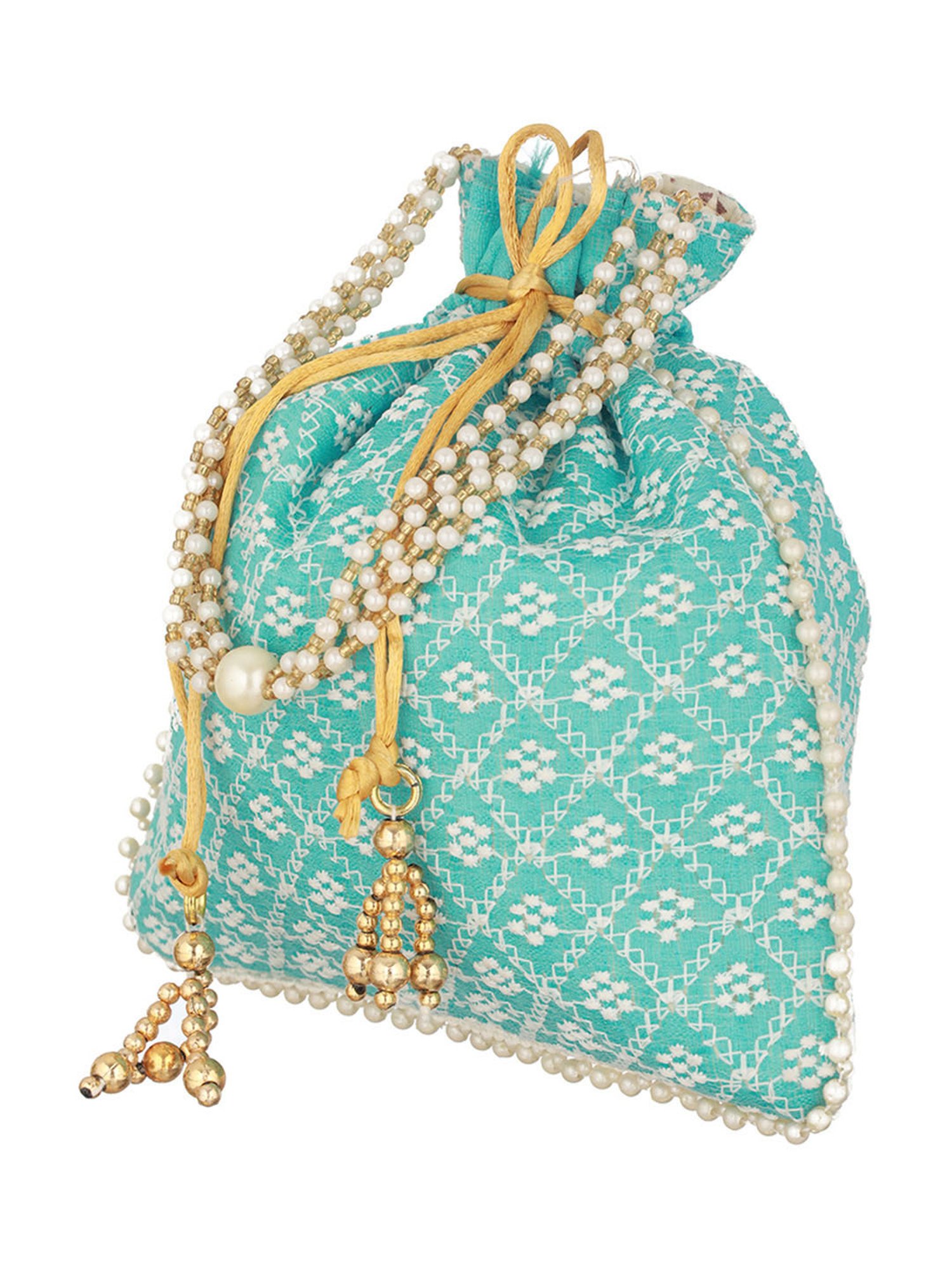 Aatmana Turquoise Blue & Gold Embellished Small Potli