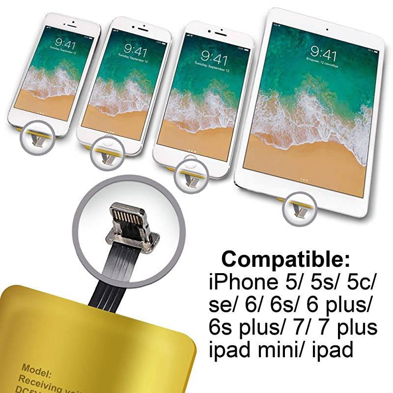 Receiver for IPhone 5- 5c- SE- 6- 6 Plus- 7- 7 Plus- IPhone Wireless Receiver- Receiver- Charging Receiver - Wireless Receiver IPhone- Wireless Charging Adapter