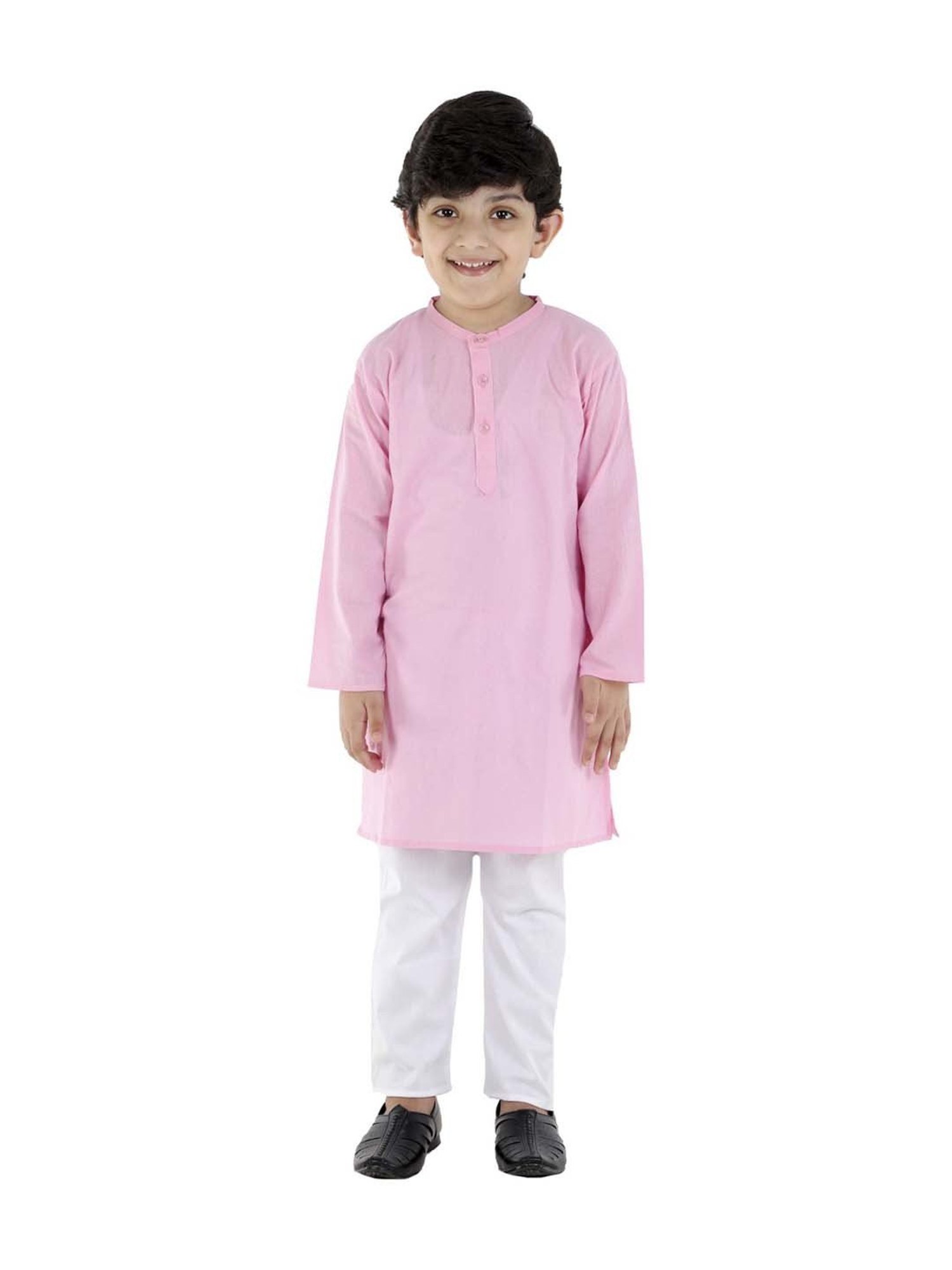 Ahhaaaa Kids Blue & Pink Cotton Floral Print Kurta Set