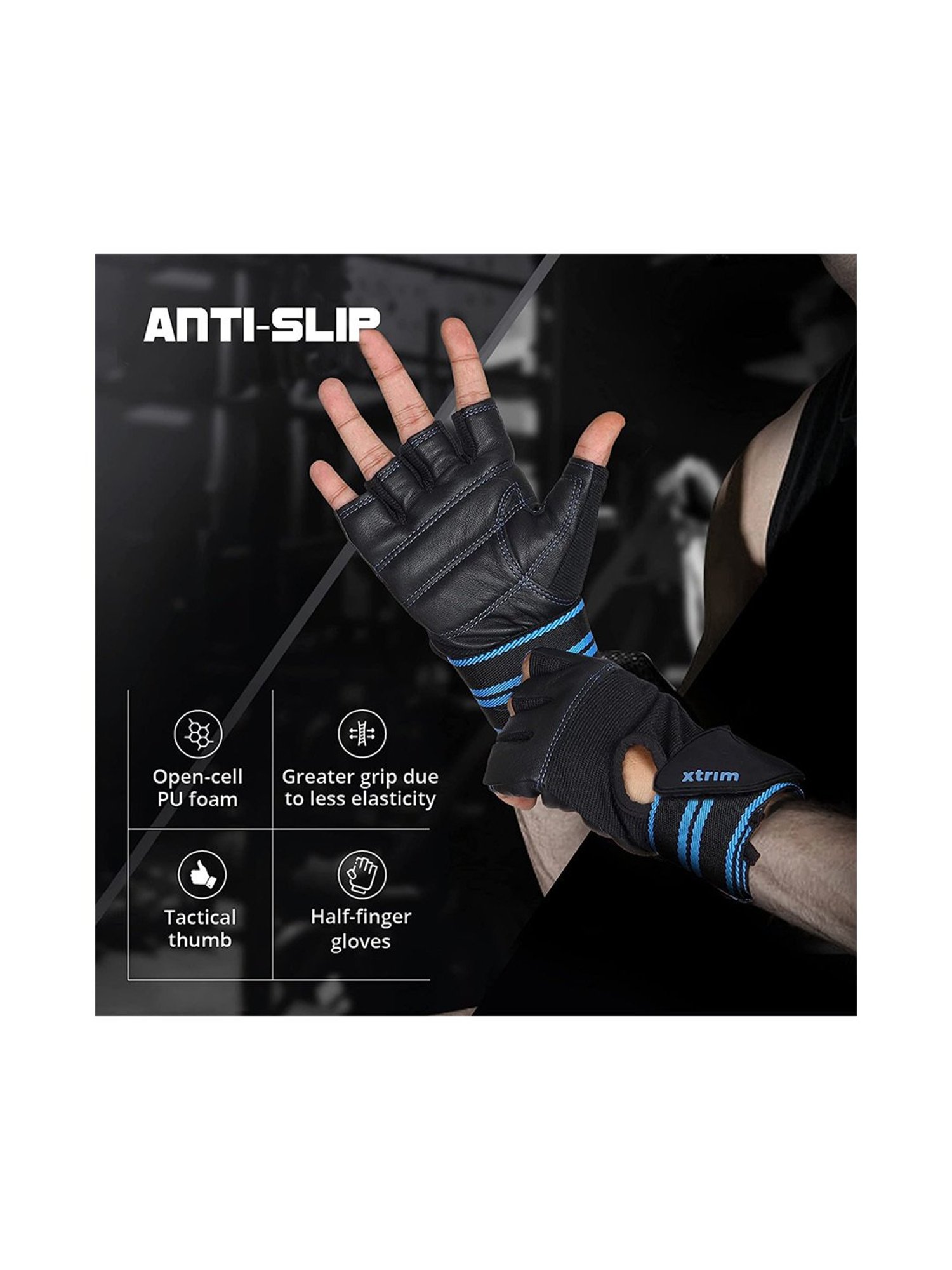Xtrim X Macho Gym Gloves (Blue) Size - Free Size