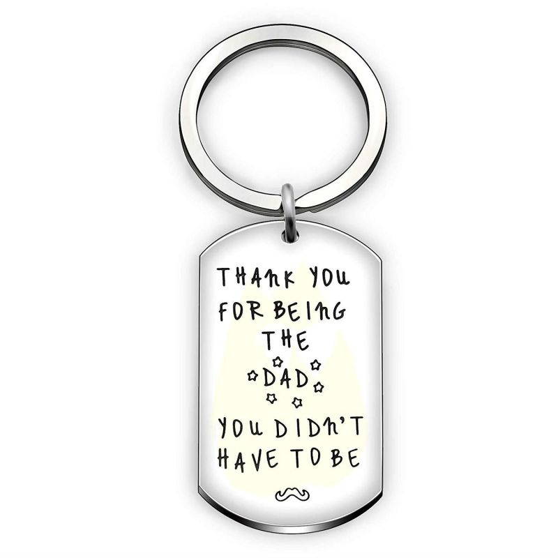 CAROMAY Key Chains Thank You for Being The Dad Stainless Steel Tags Papa Father Men Family Gifts