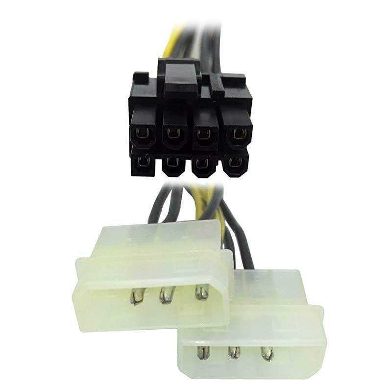 3Pack 8 Pin 6+2 Male PCI Express to 2X Molex Power Adapter Cable 9inch23cm