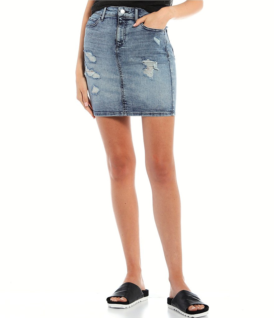 Guess Destroyed Denim Mini Skirt
