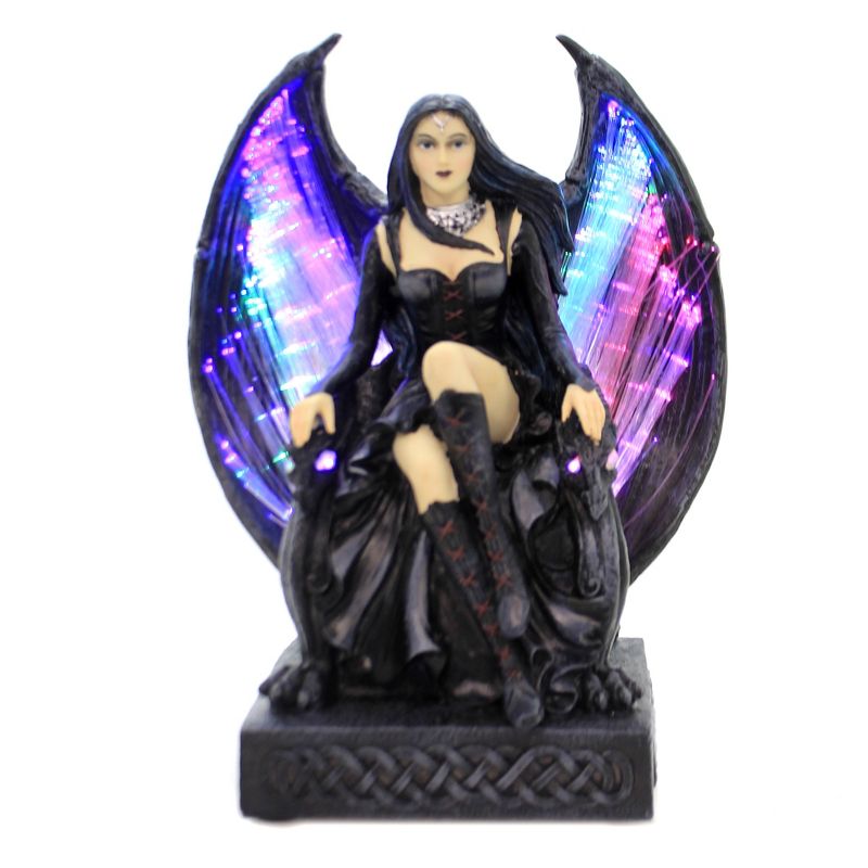 Halloween 9.0" Goth Fairy Fiber Optic Dragon Chair  -  Decorative Figurines