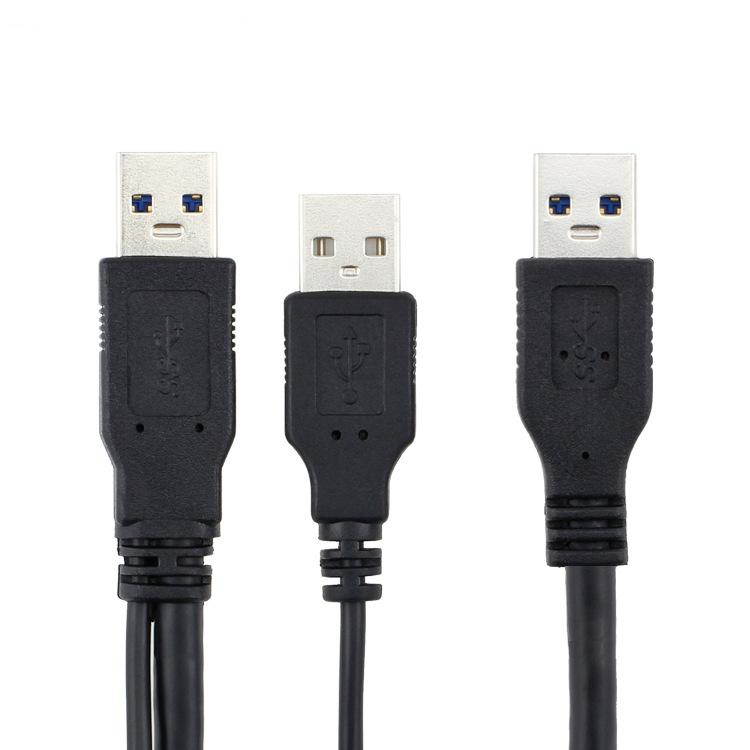 0.6M 2FT USB 3.0 A Male to A Male AM/AM Y Data Cable W/Power Supply Super Speed 5Gbps