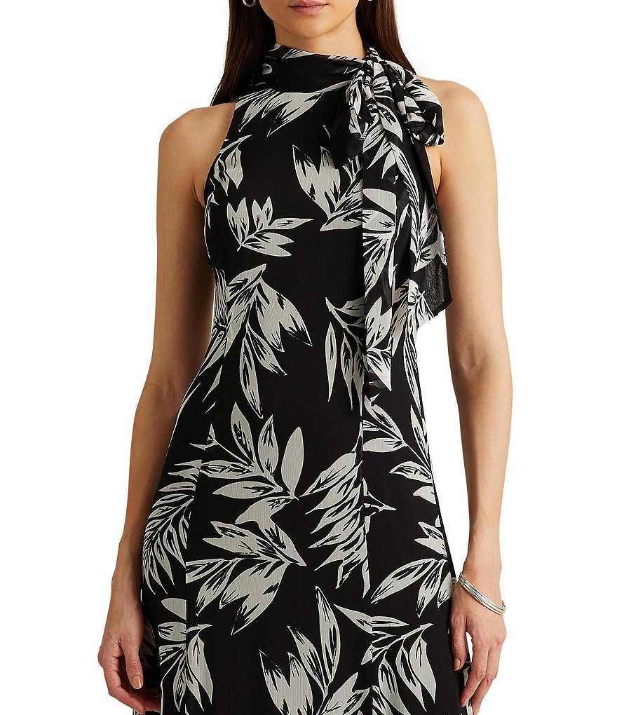 Kay Unger Long Bishop Sleeve V-Neck Crepe A-Line Dress