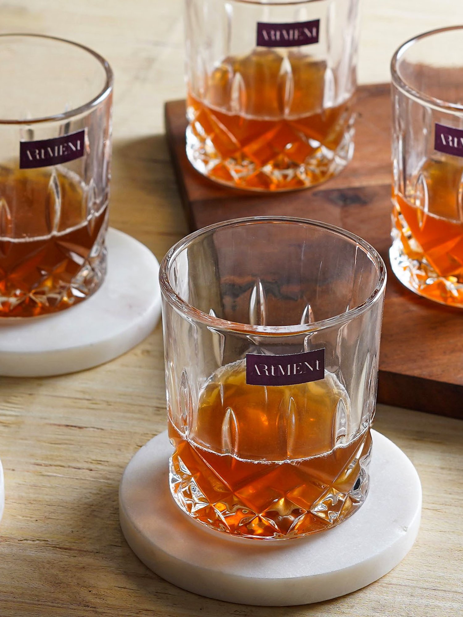 The Artment Transparent Glass Solid Whiskey Glasses - Pack of 4