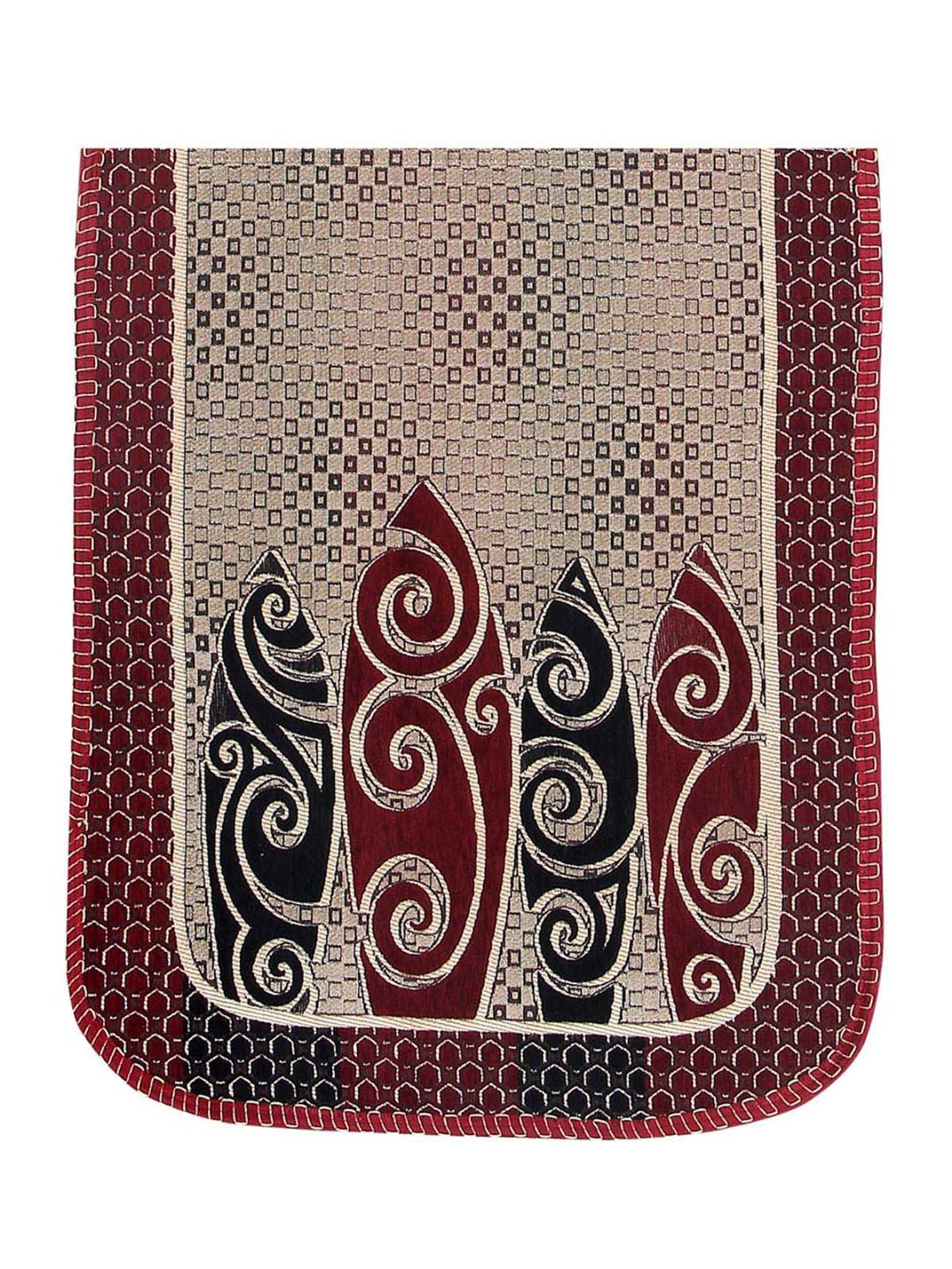 Nestasia Red & Cream Chevron Cotton Knitted Throw blanket with texture for Living Room or Bedroom