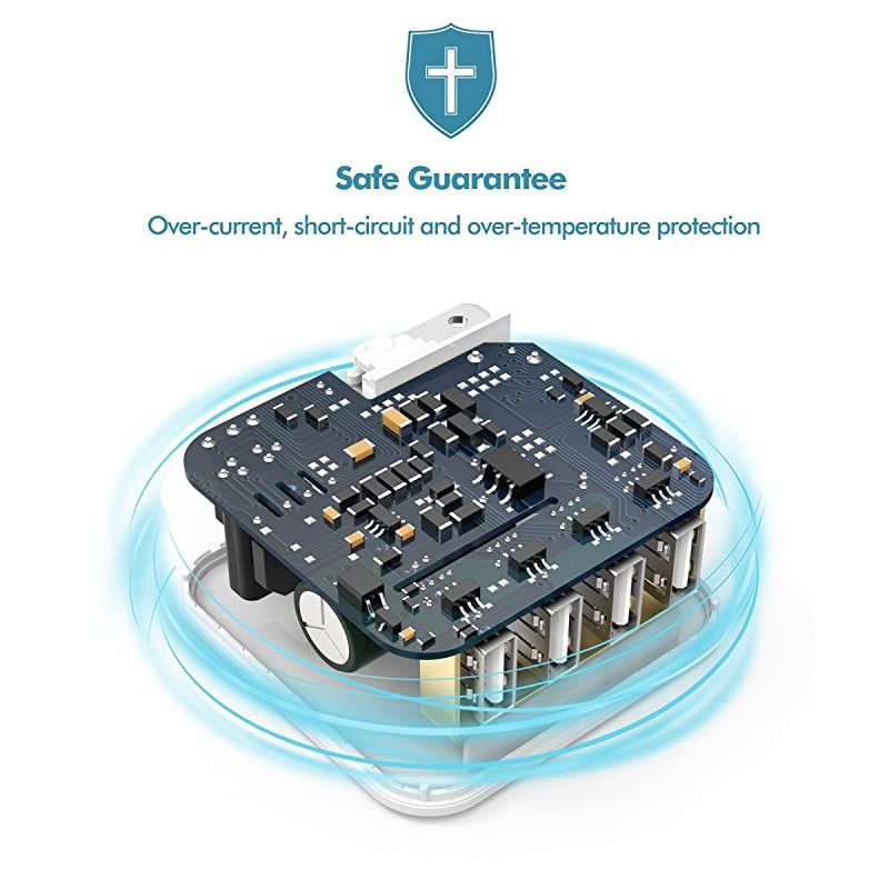 USB Wall Charger 40W 8A 4Port Charging Station with Foldable Plug USB Power Adapter for iPhone 11 Pro XsXS MaxXRX87iPad ProAir 2Mini 43 GalaxyNoteEdge LG Nexus HTC and More