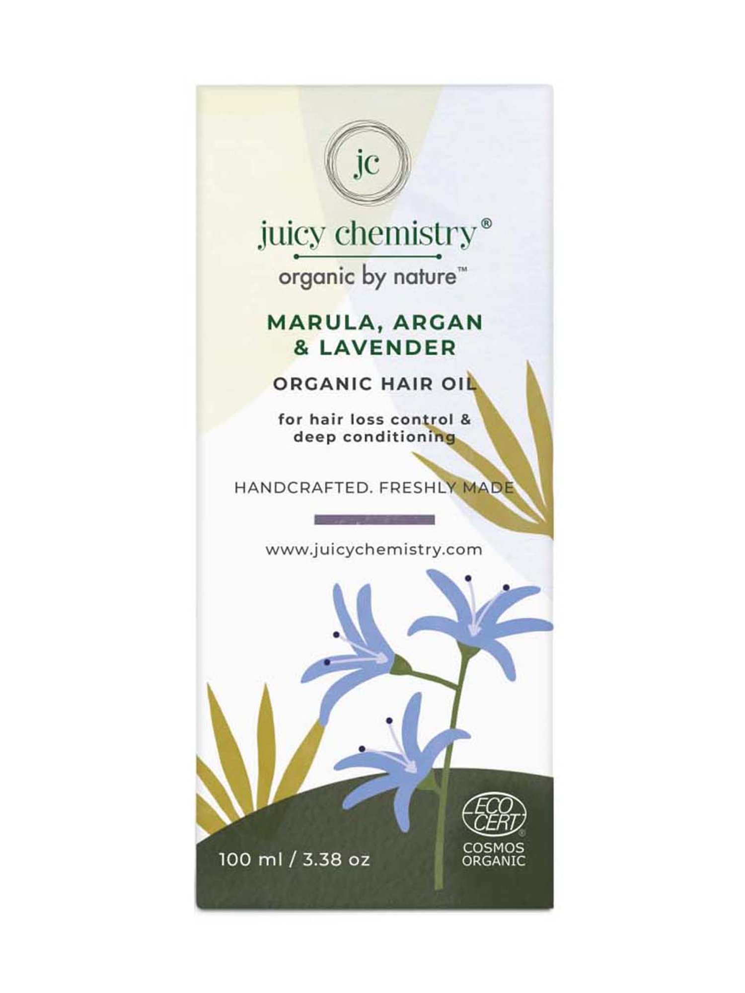 Juicy Chemistry Organic Marula Argan & Lavender Organic Hair Oil - 100 ml
