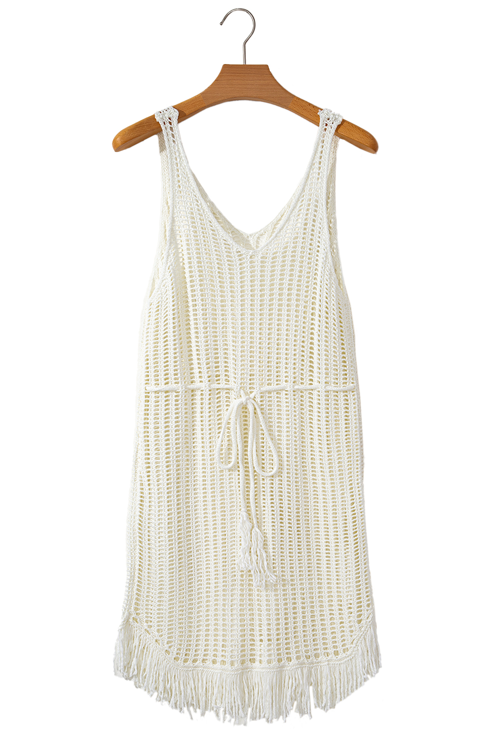 White Boho Patchwork Floral Open Front Cover Up