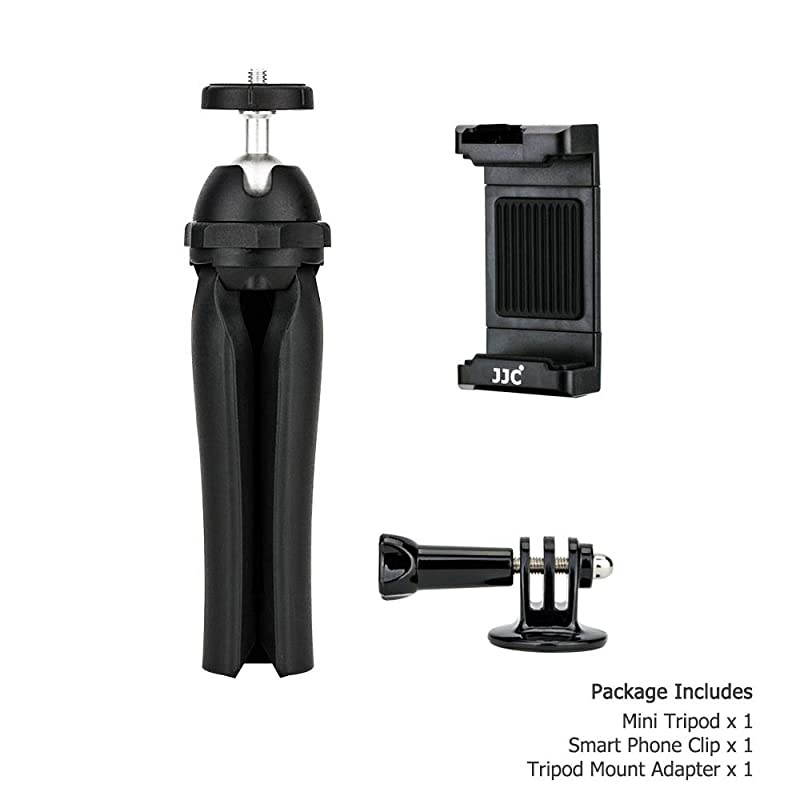 Cell Phone Tripod Stand with Cold Shoe, Tabletop Tripod with 360 Degree Ball Head, Small Vlog Handheld Tripod for iPhone Android Phone Smartphone Sports Action Camera Recorder & Compact Camera