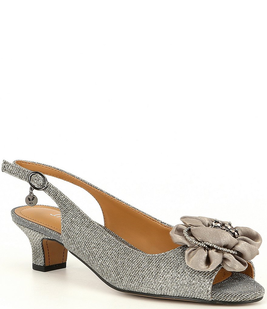 J. Renee Leonelle Embellished Bow Slingback Peep Toe Pumps