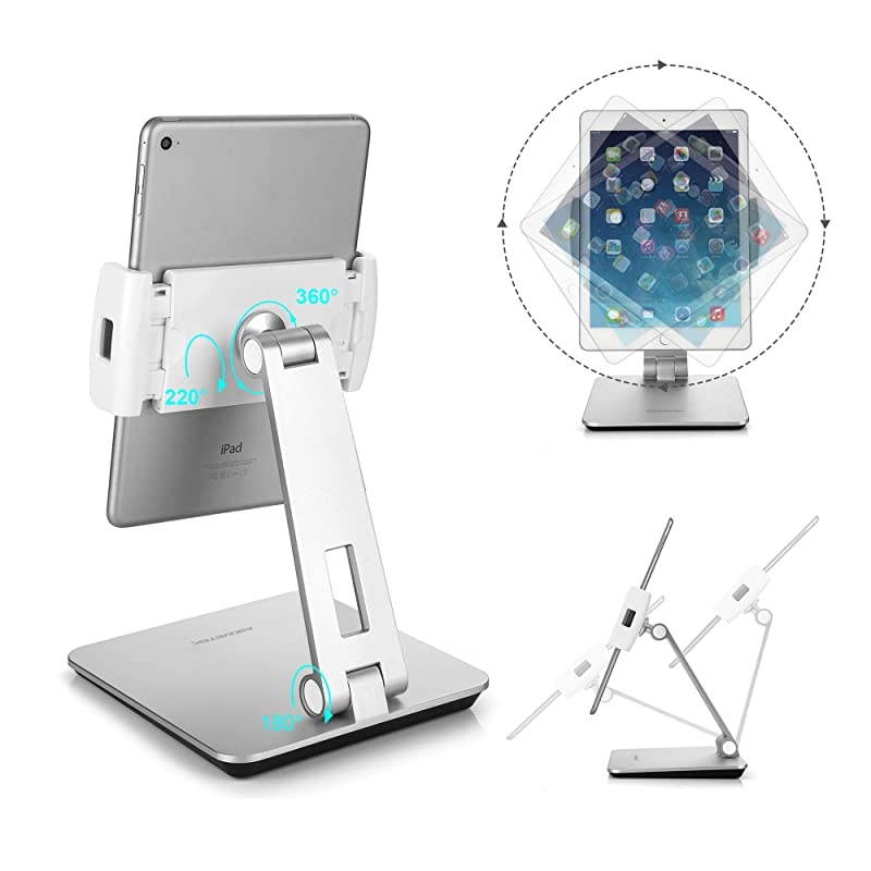 Professional Business POS Tablet Stand Flexible Tablet Mount for Home Office amp Commercial Desktop with 360&deg; Swivel Holders for Any 414quot Display Tablets or Cell Phones Silver
