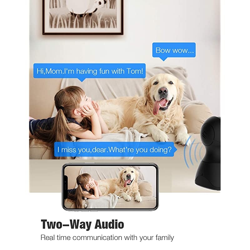 Wireless Security Camera,  1080p IP Home Surveillance Camera WiFi Baby Monitor Pet Camera Dog Cam with Cloud Storage Sound Motion Detect Two Way Audio Night Vision Remote View