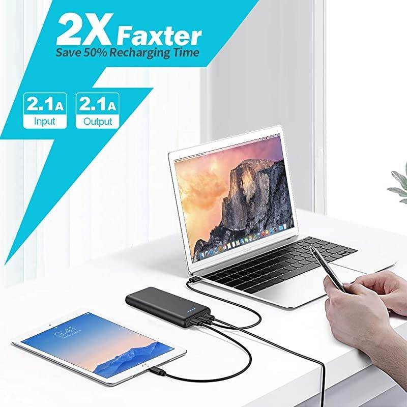 Charger 26800mAh?2020 Upgrade High Capacity?Power Bank Ultra Compact External Battery Pack Backup with 4 LED Lights,Dual USB Ports High-Speed Charging for Cell Phones, Tablet and More (Black)