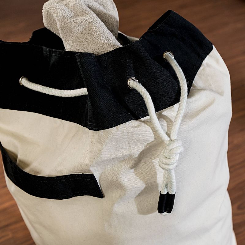 Honey-Can-Do Laundry Bag Duffel Style Black/White