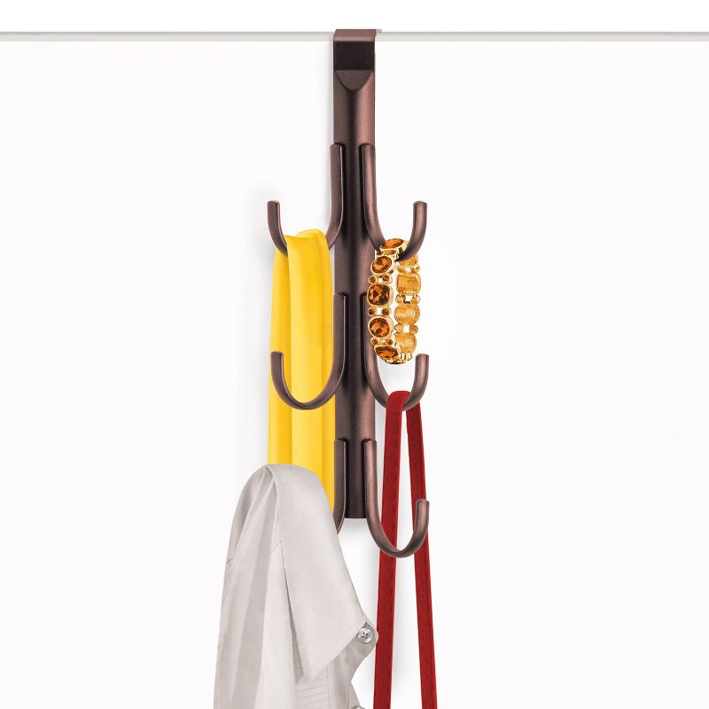 Lynk Over Door Hook Rack Jewelry Organizer Vertical 6 Hook Rack - Bronze