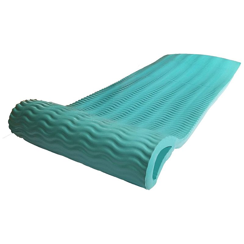 Vos 72 Inch Soft Wavy Foam Long Lasting UV Chlorine Resistant Water Pool Float Lounger Raft for Lakes, Rivers, and Open Water, Seafoam Blue