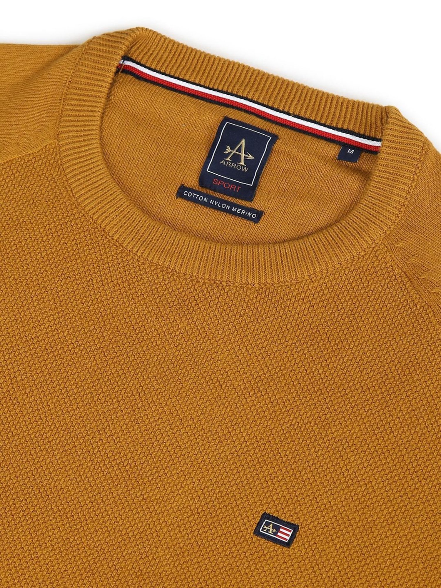Arrow Sport Mustard Cotton Regular Fit Sweater