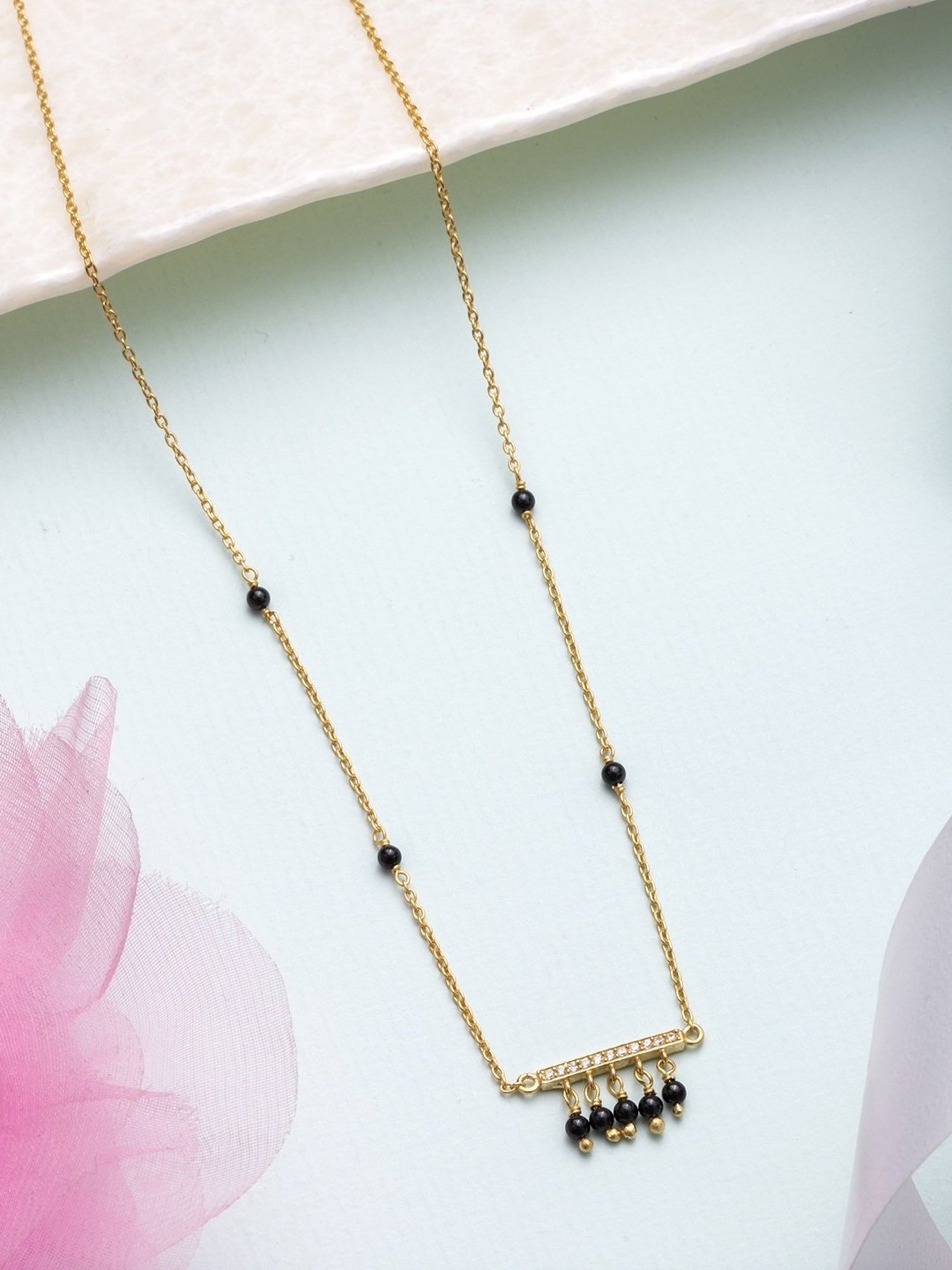 March by FableStreet 92.5 Sterling Silver Floral Mangalsutra for Women