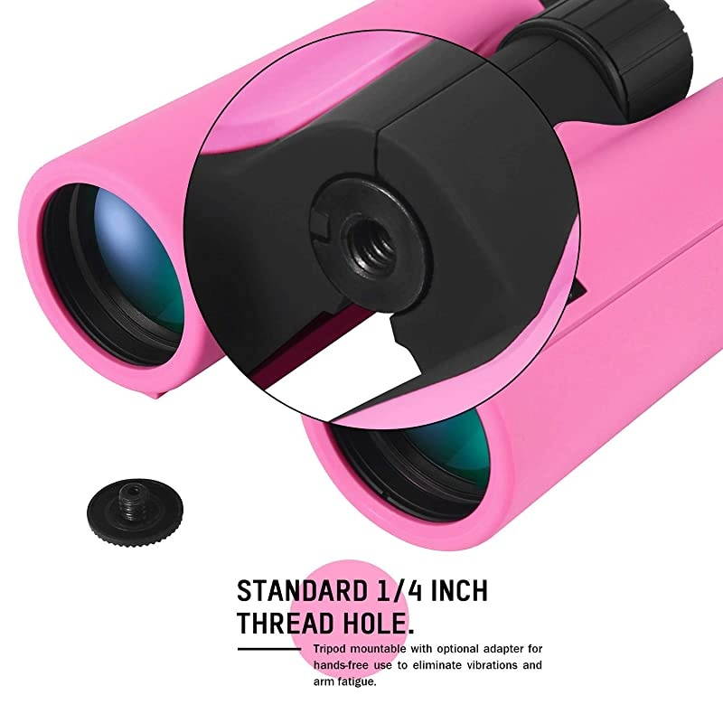 Bird Watching Binoculars for Adults Compact | Waterproof Fog Proof Binoculars for Outdoor Games Hunting | Clear LowLight Vision | Wide Field of View | Professional Sports Optics Pink10X42