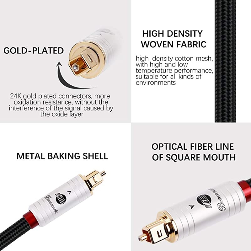 JIB  HiFi Fiber Optical Audio Cable Toslink Cable Male to Male SPDIF 10ft3M