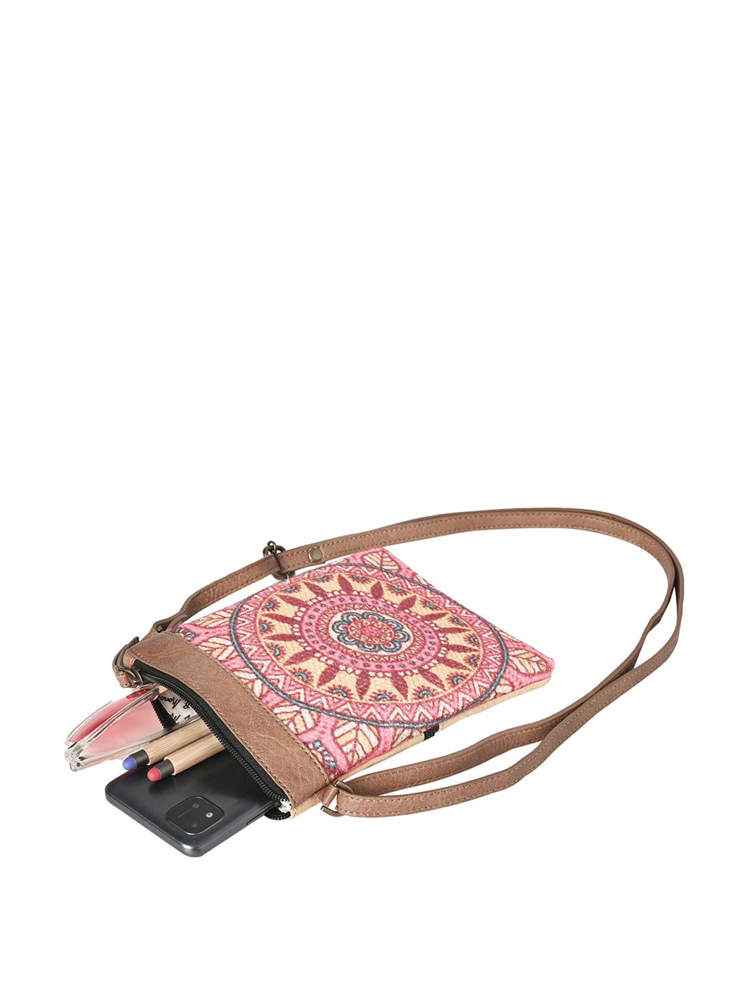 Mona B Mandala Pink Printed Small Cross Body Bag