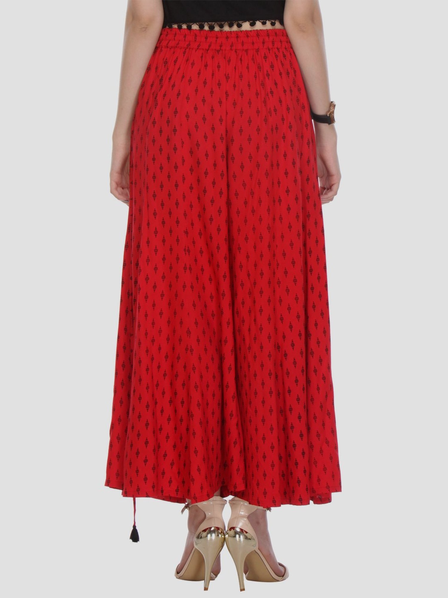 Saffron Threads Black Elasticated Palazzos