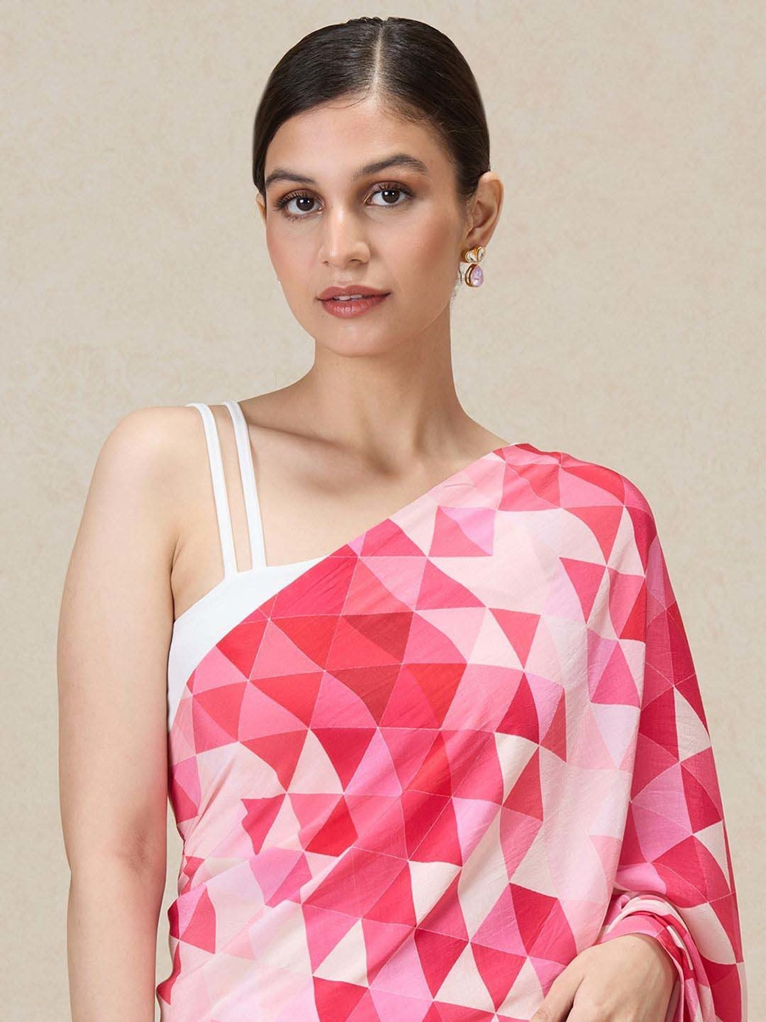 Unnati Silks Red Silk Printed Saree With Unstitched Blouse