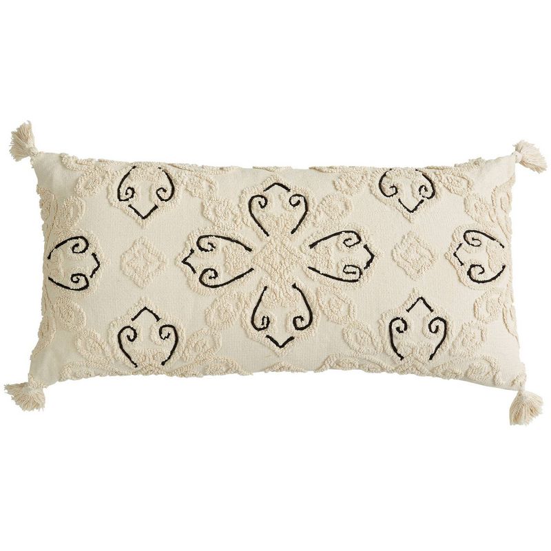 20"x40" Oversize Scroll Lumbar Throw Pillow Ivory - Patina Vie