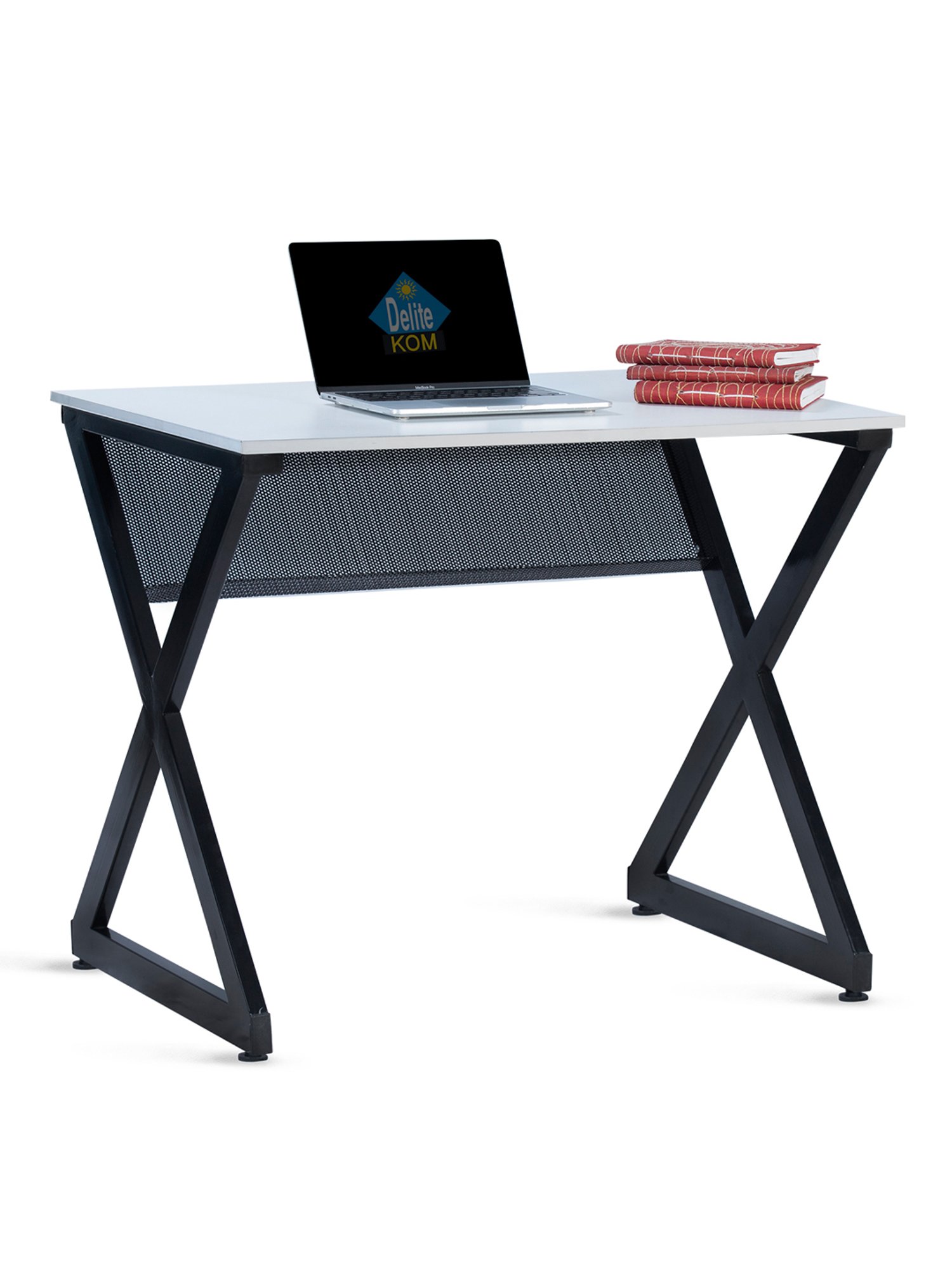 Delite Kom XOXO Frosty White & Black Engineered Wood Study Table