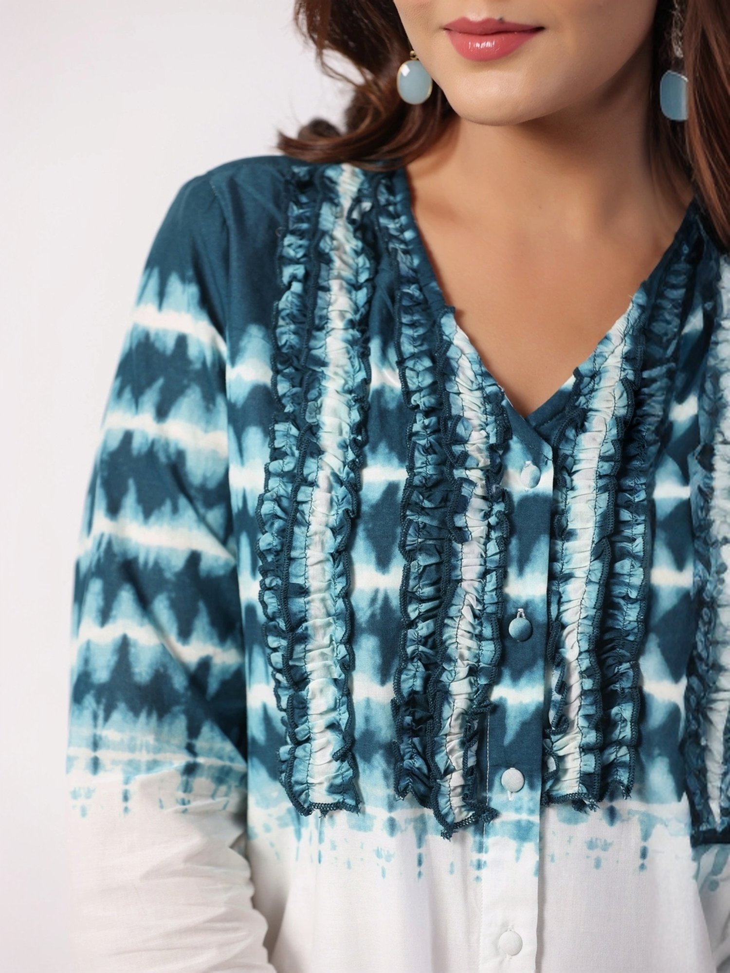 Zolo Label White Cotton Printed Shirt Palazzo Set