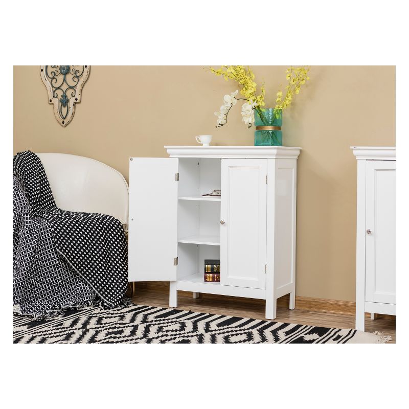Bourbon Floor Cabinet with Two Contemporary Doors White - Elegant Home Fashions